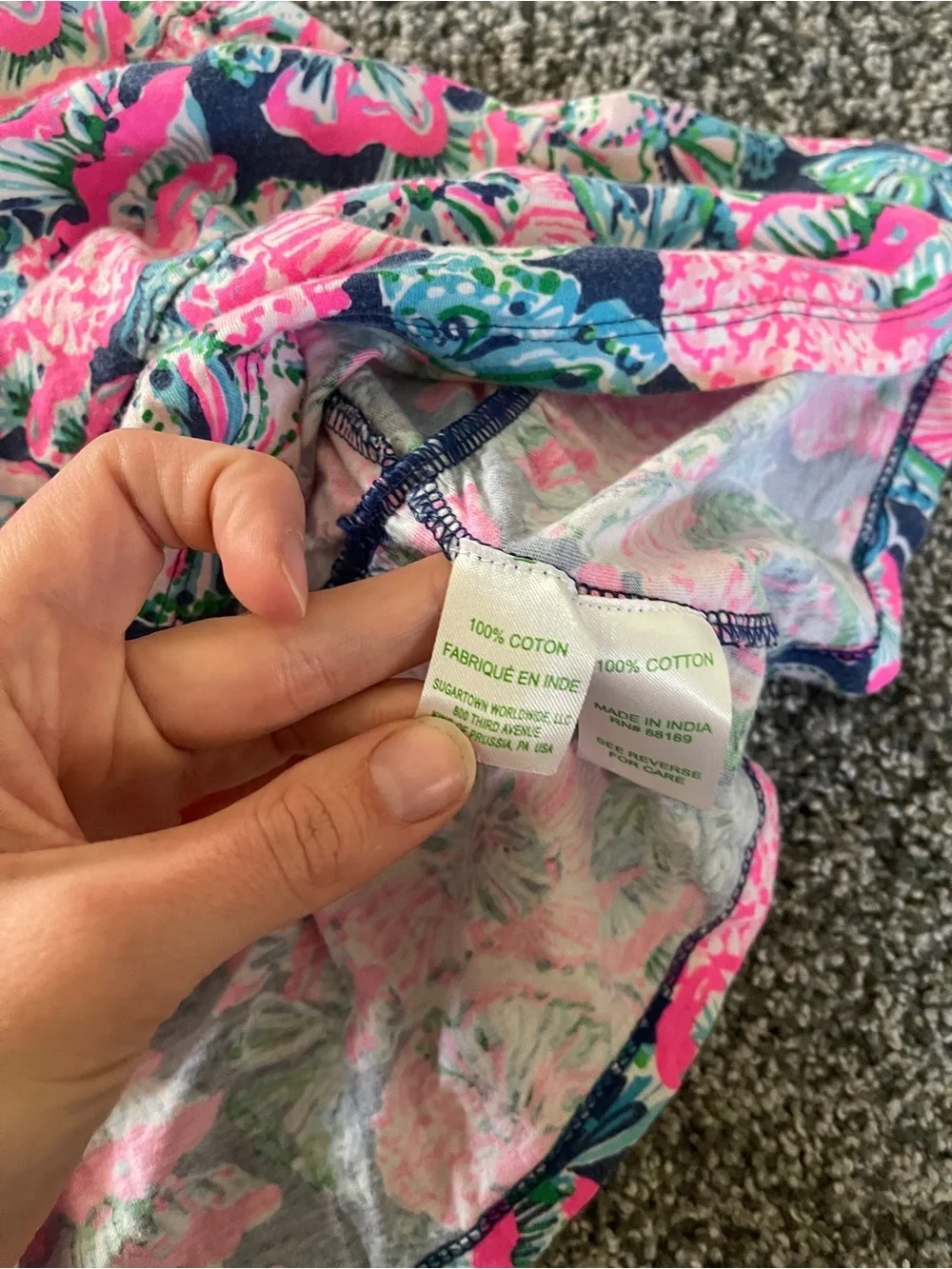 Lilly Pulitzer Floral Pink and Blue coastal beach Kids summer dress XS 2-3